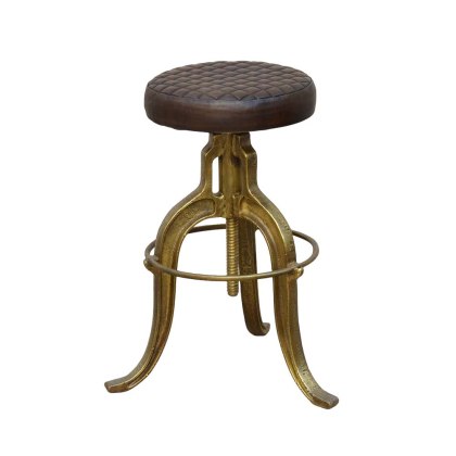 Iron And Leather Bar Stool