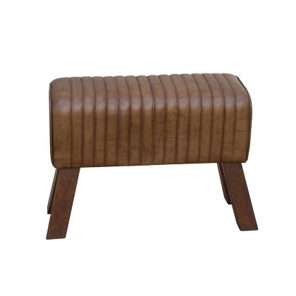 Mango Wood And Leather Stool