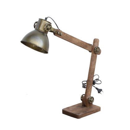 Mango Wood And Iron Table Lamp