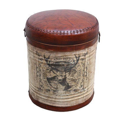 Iron Stool With Leather Top