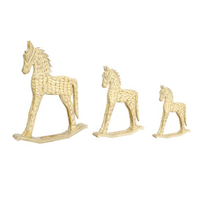 Mango Wood Horse Statues Set Of 3