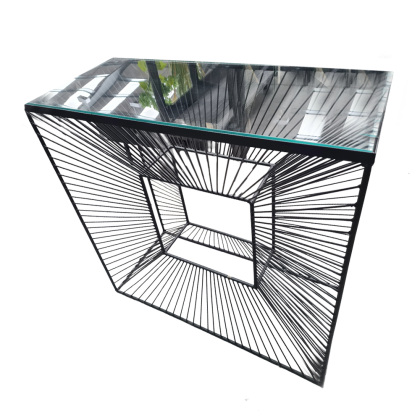 Console Glass Top With Black Base