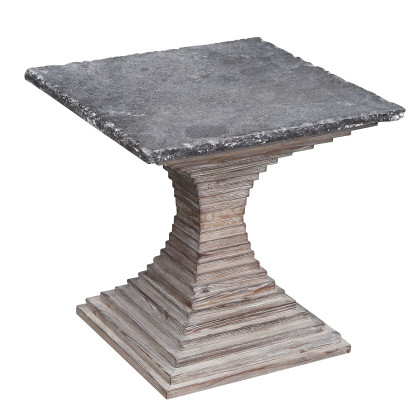 End Table Pine & Blue Stone