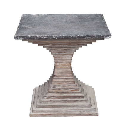 End Table Pine & Blue Stone