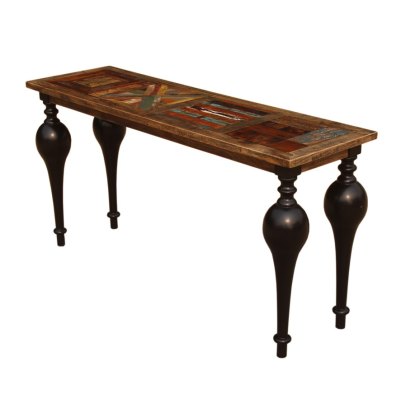 Parquet Console Table With Pot Legs