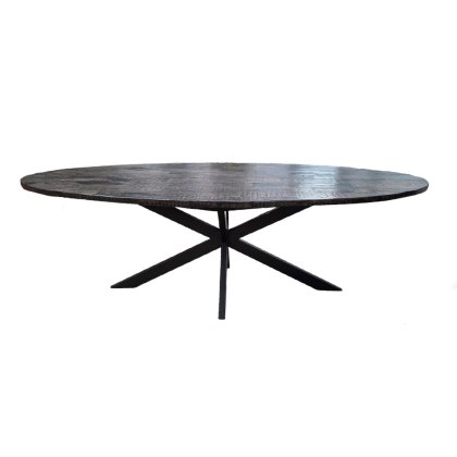 Shuttering 2.4m Smoke Oval Dining Table