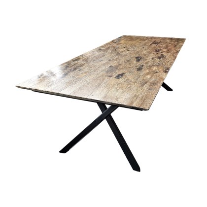 White Burn 2.2m Dining Table With Cross Legs