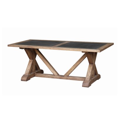 2m Old Elm Dining Table With Zinc