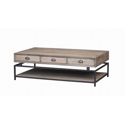 Coffee Table Reclaimed Elm Top & Shelf