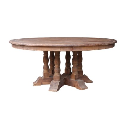 Large Old Pine Round Dining Table