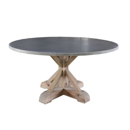 Antique Spot Round Zinc Top Dining Table