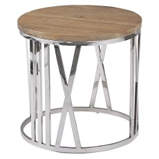 Circular End Table with Stainless Steel Legs