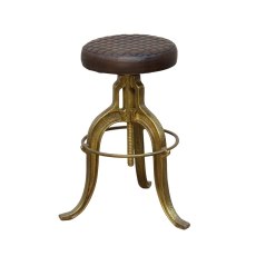 Iron And Leather Bar Stool