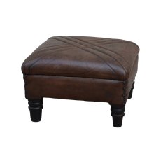 Dark Brown Leather Stool