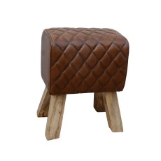 Wooden Leather Stool