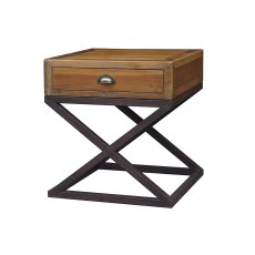 X Base Side Table With 1 Drawer