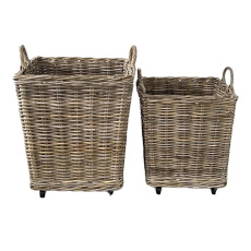 2 x Square Baskets With Wheels