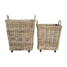 2 x Square Baskets With Wheels