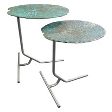 Brass Top Green Leaf Set of 2