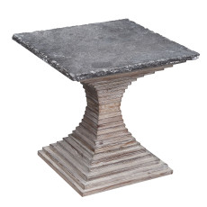 End Table Pine & Blue Stone
