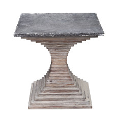 End Table Pine & Blue Stone