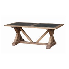 2m Old Elm Dining Table With Zinc