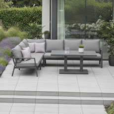 Phoenix L Shape Sofa Set With Rectangular Extending Table in Grey Phoenix L Shape Sofa Set With Rectangular Extending Table in Grey