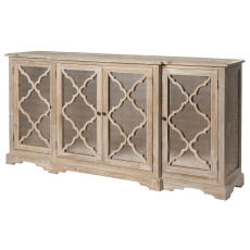 White Wash Lowery Buffet with Antique Mirrored Doors