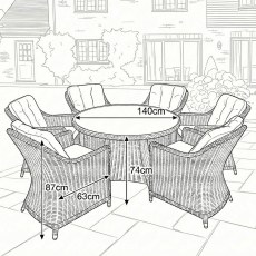 Ivy 6 Seater 1.4m Dining Set