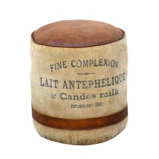 Cotton And Leather Pouffee