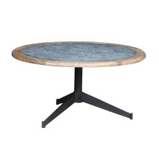 Oak & Iron Round Coffee Table
